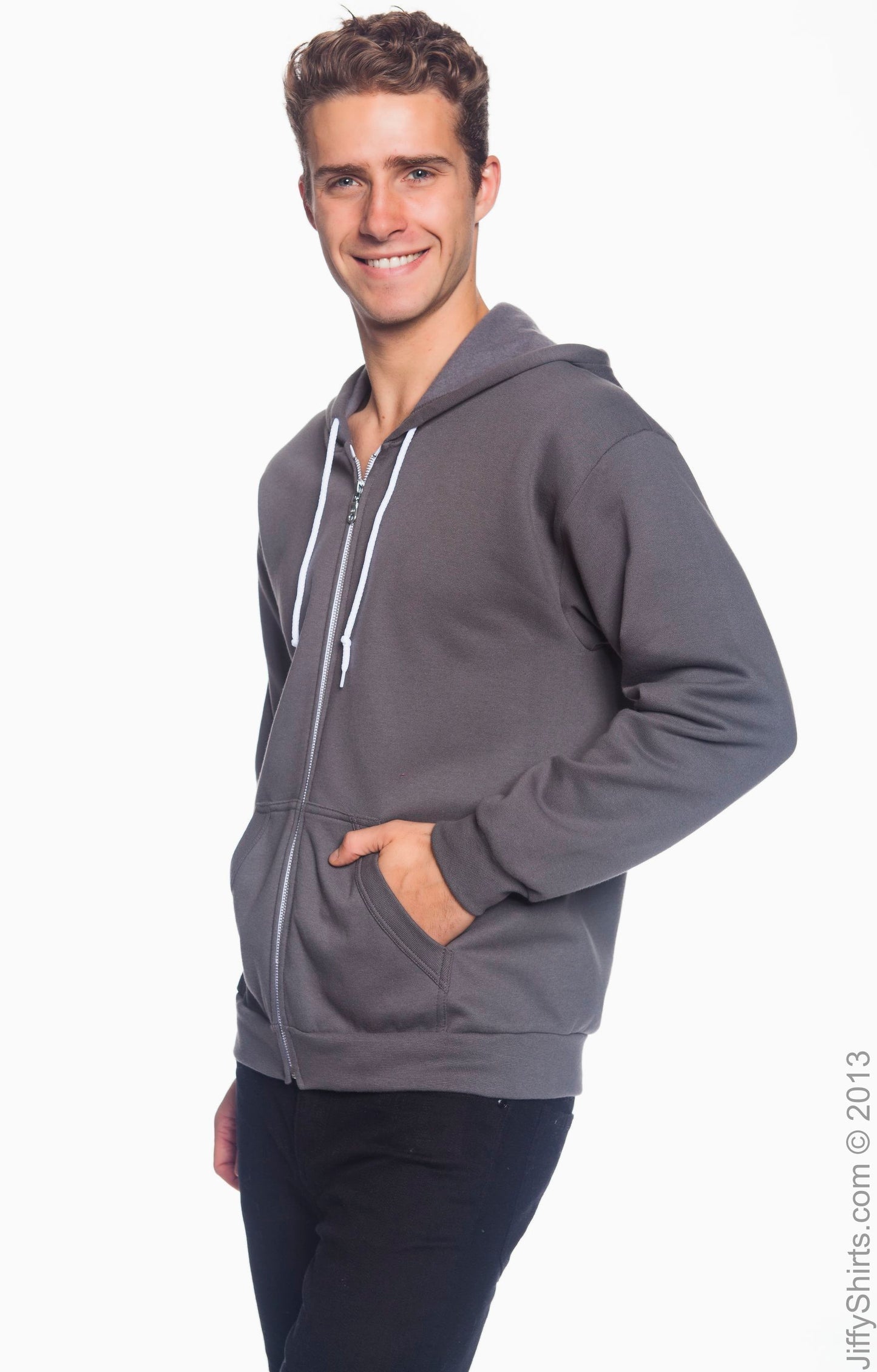 Unisex Full-Zip Hooded Fleece - Charcoal
