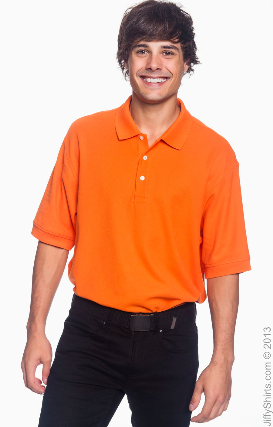 Men's Pima Piqué Short-Sleeve Polo - Deep Orange