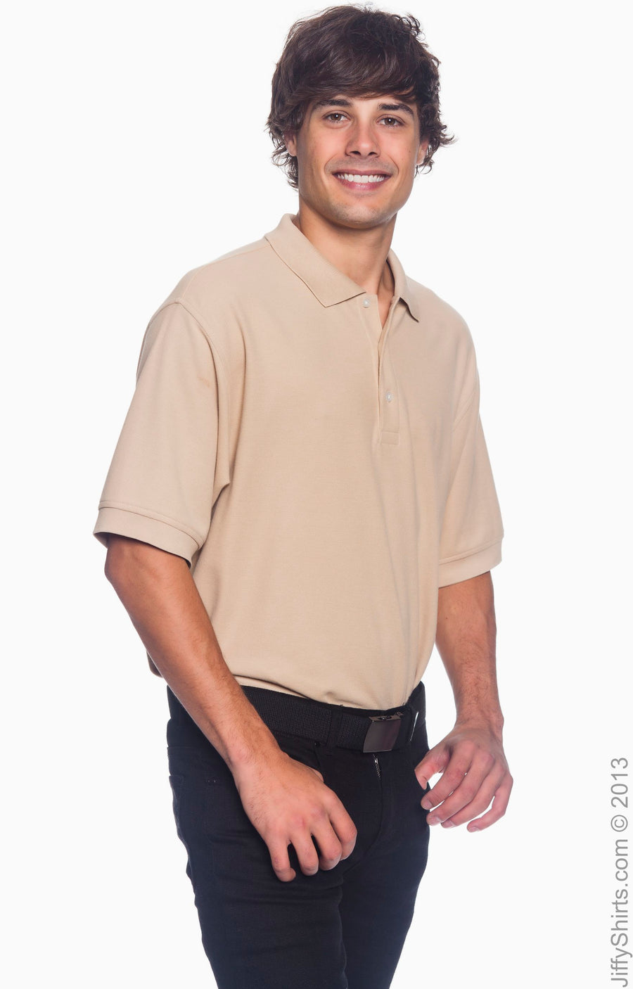 Men's Pima Piqué Short-Sleeve Polo - Stone