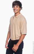 Men's Pima Piqué Short-Sleeve Polo - Stone