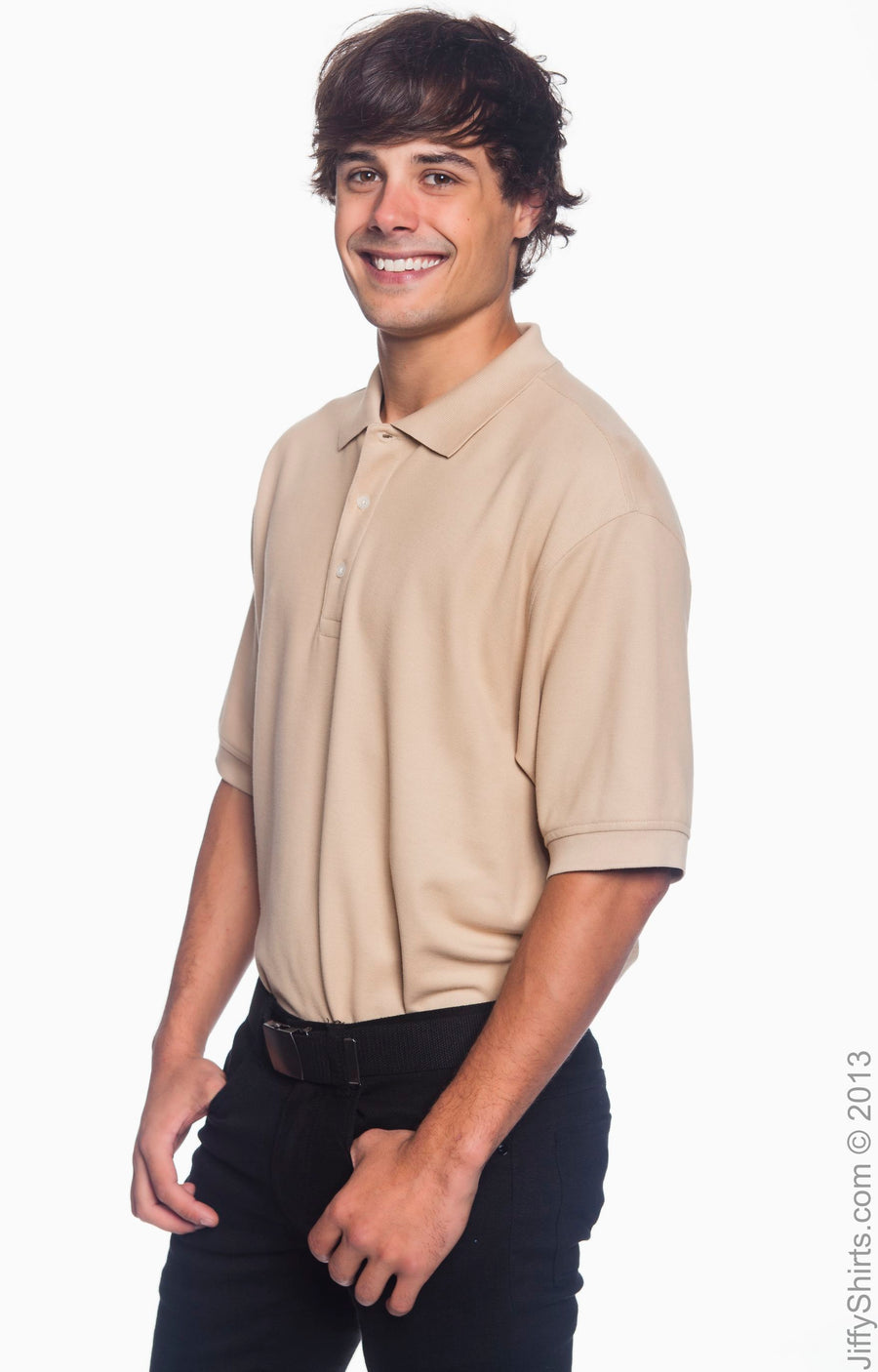 Men's Pima Piqué Short-Sleeve Polo - Stone
