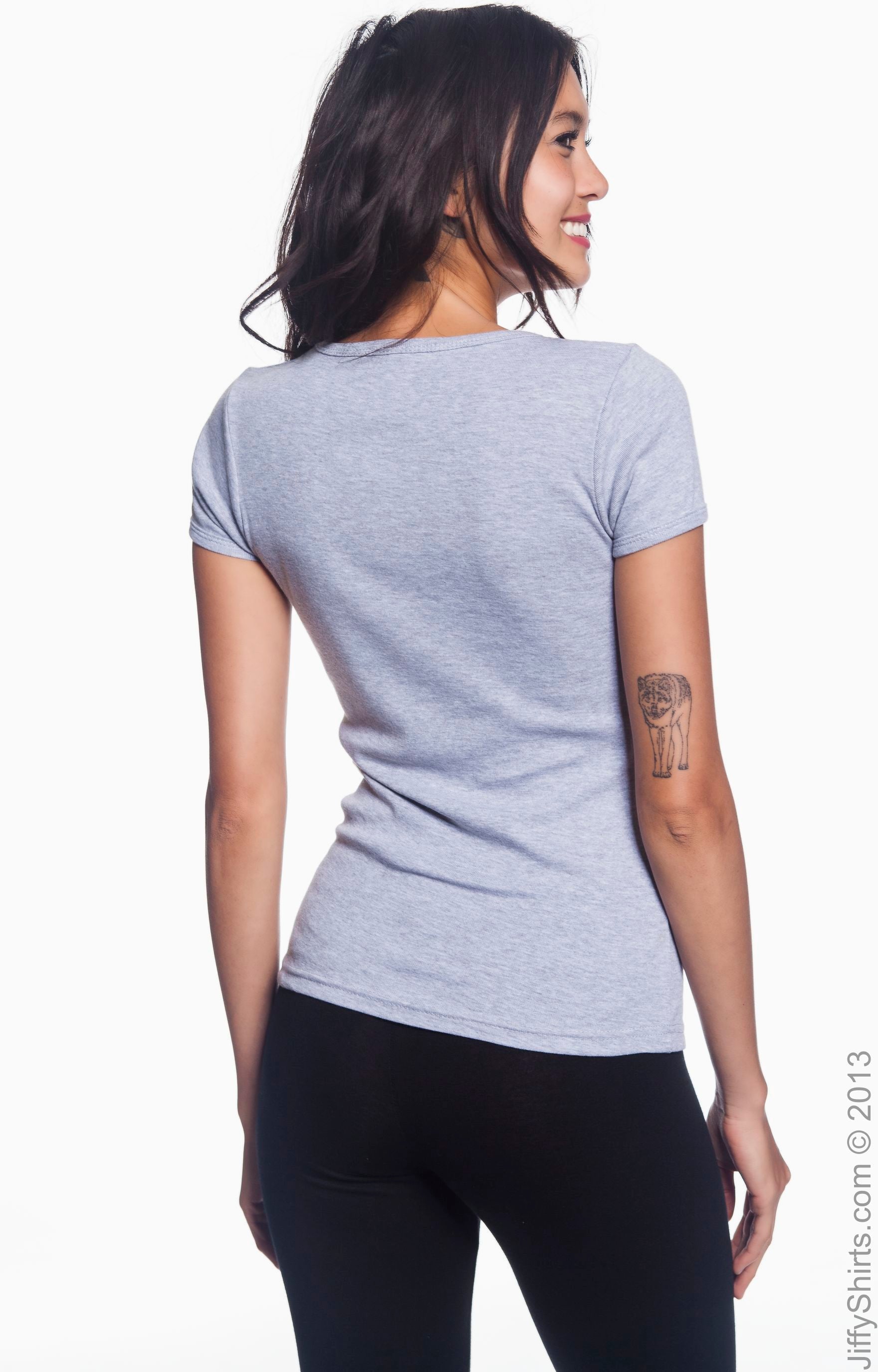 Women's 1x1 Baby Rib Scoop T-Shirt - Heather Gray