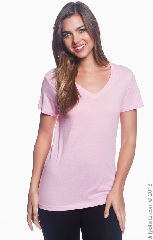 Women's Featherweight V-Neck T-Shirt - Charity Pink