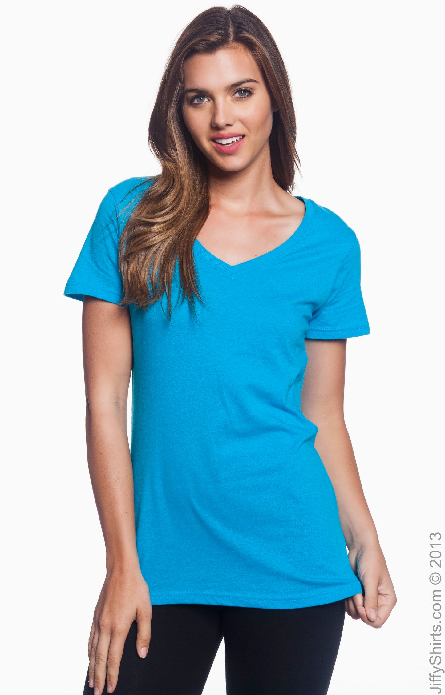 Women's Featherweight V-Neck T-Shirt - Caribbean Blue