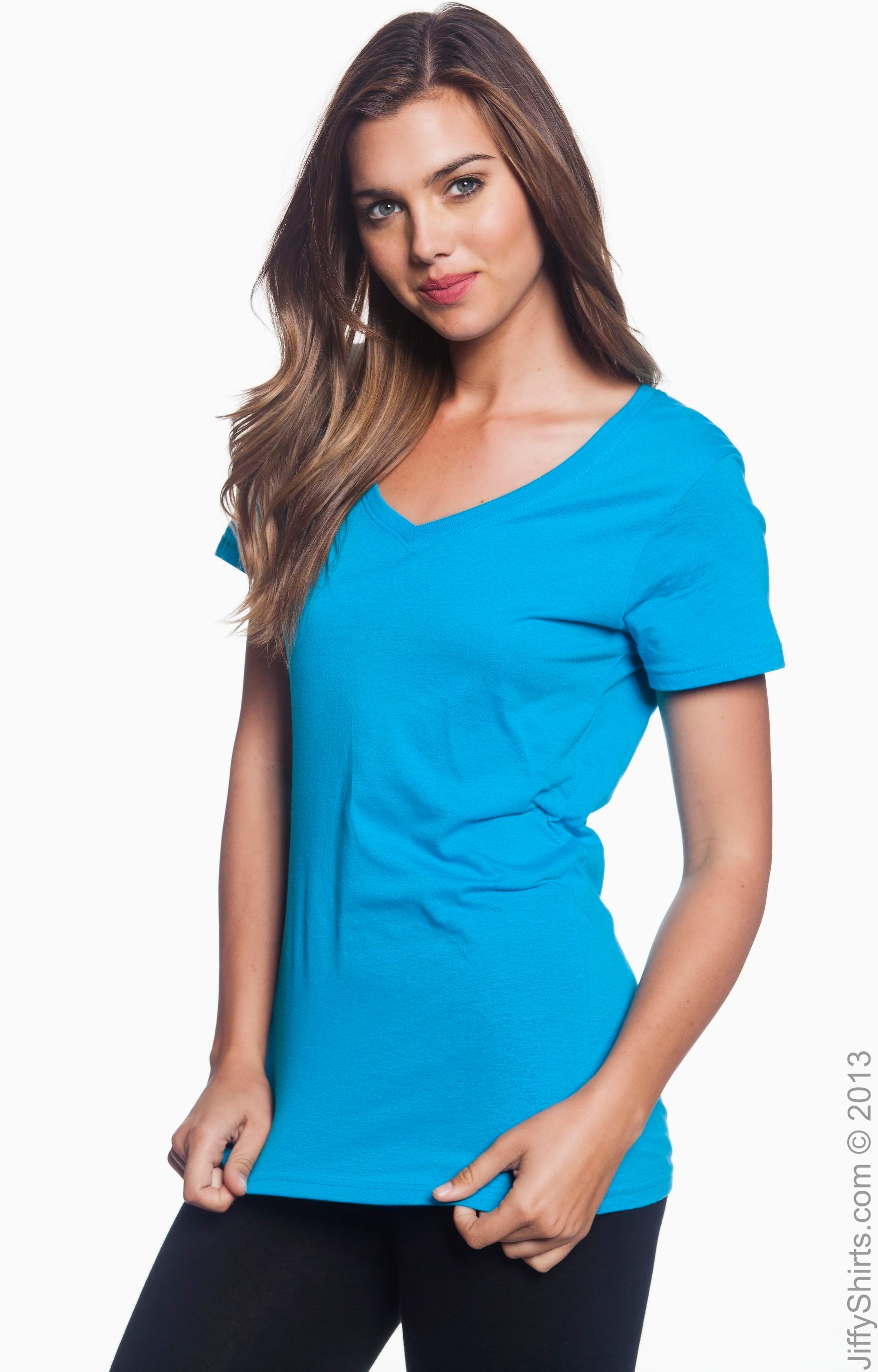 Women's Featherweight V-Neck T-Shirt - Caribbean Blue