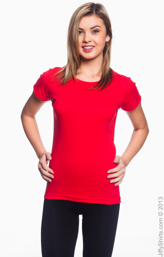 Women's 1x1 Baby Rib Scoop T-Shirt - Red