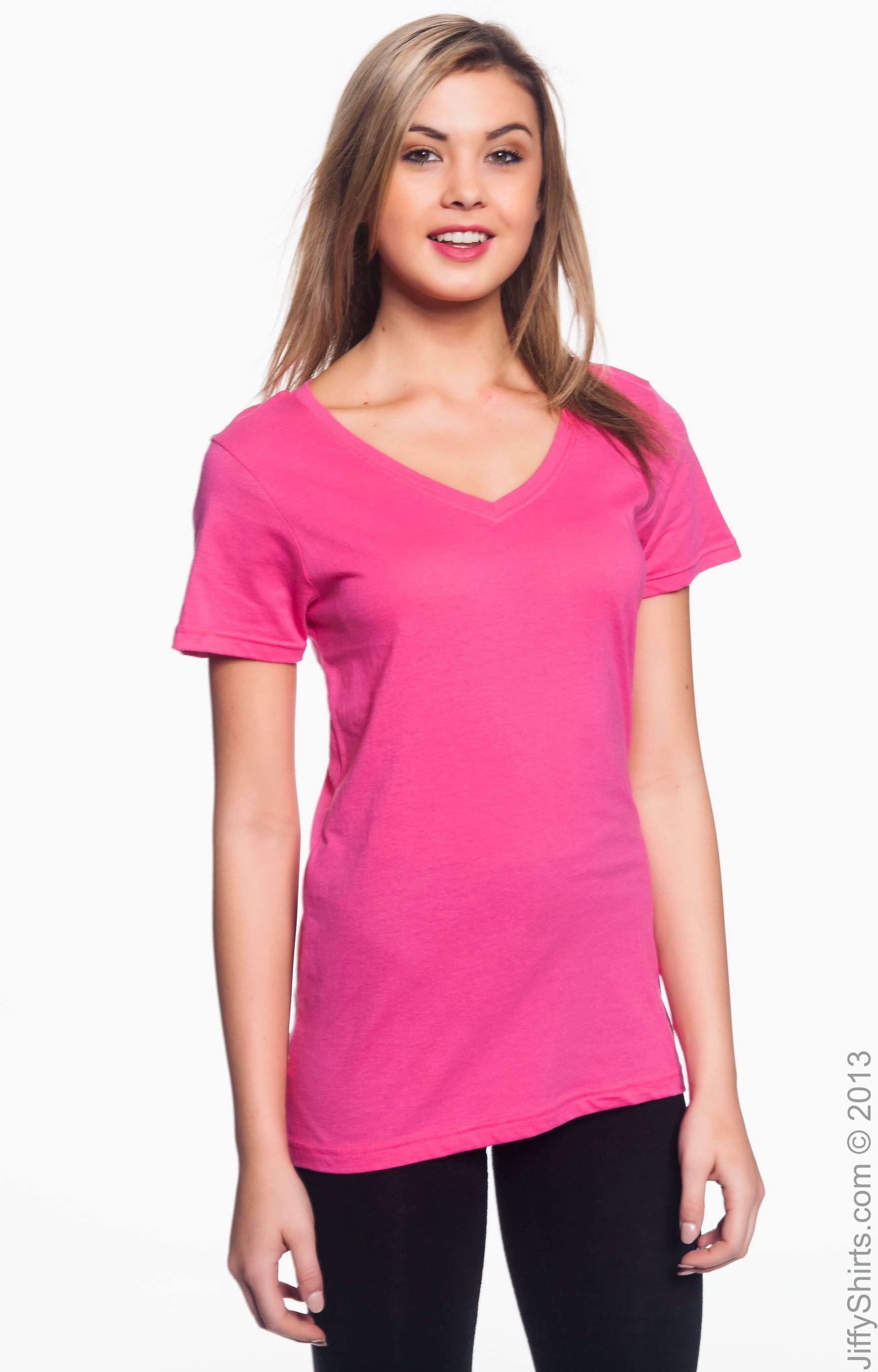 Women's Featherweight V-Neck T-Shirt - Hot Pink