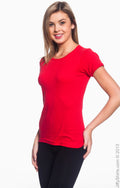 Women's 1x1 Baby Rib Scoop T-Shirt - Red