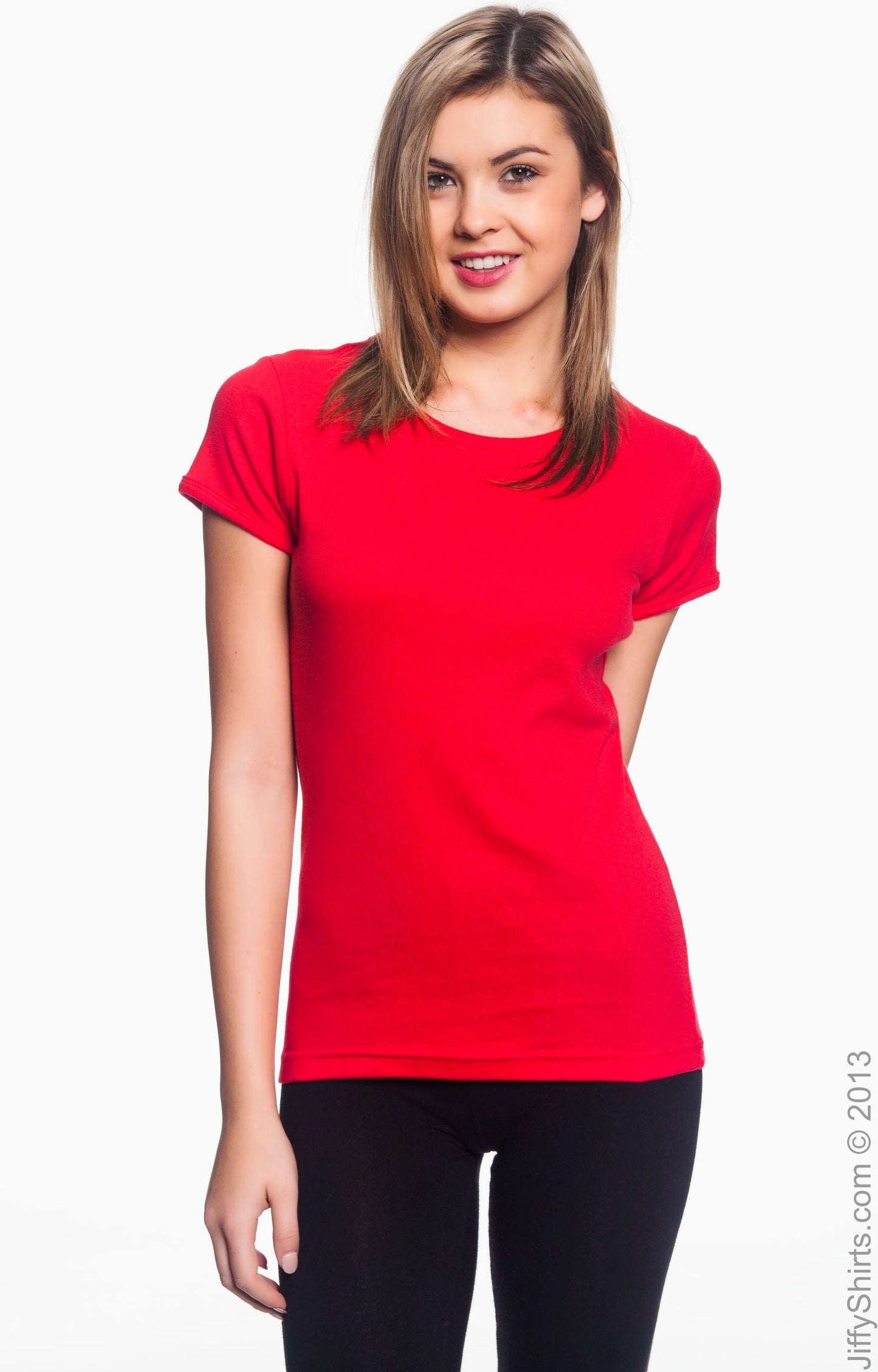 Women's 1x1 Baby Rib Scoop T-Shirt - Red