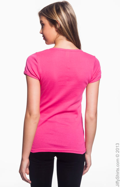 Women's 1x1 Baby Rib Scoop T-Shirt - Hot Pink