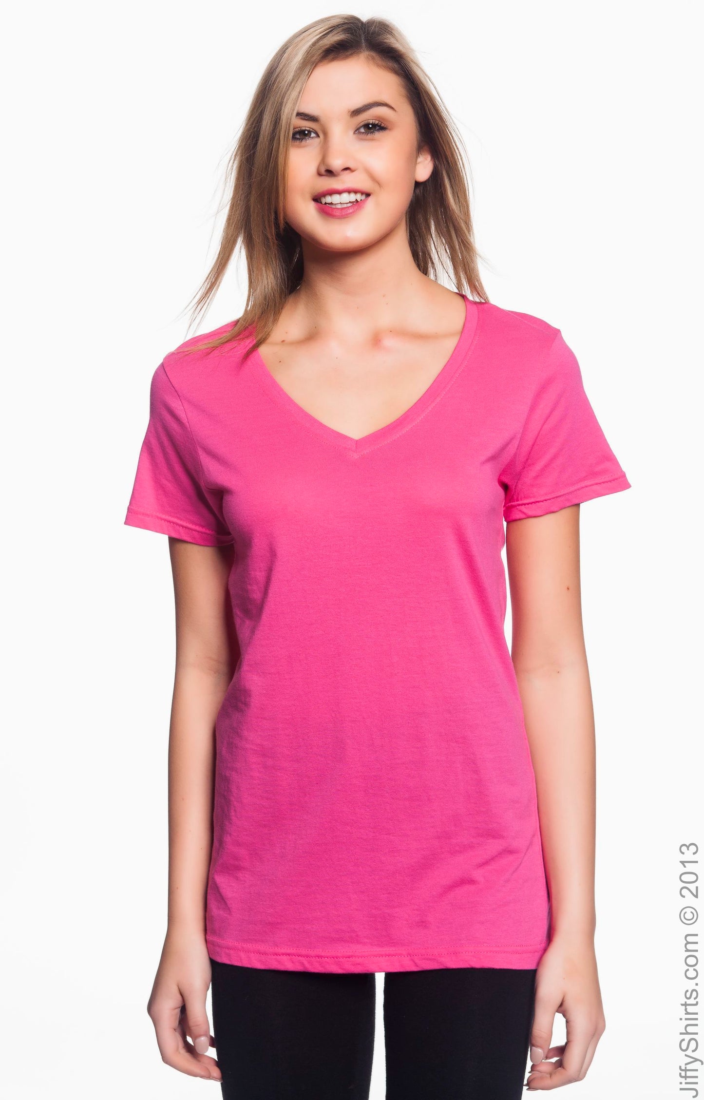 Women's Featherweight V-Neck T-Shirt - Hot Pink