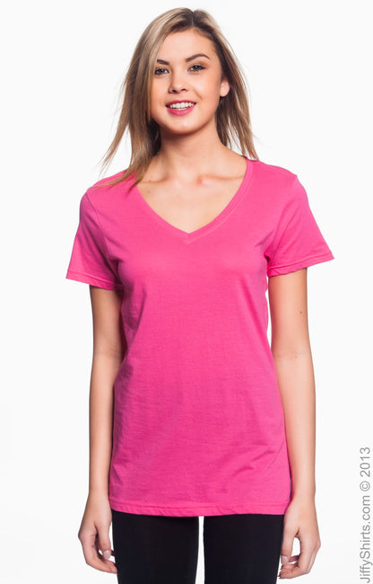 Women's Featherweight V-Neck T-Shirt - Hot Pink