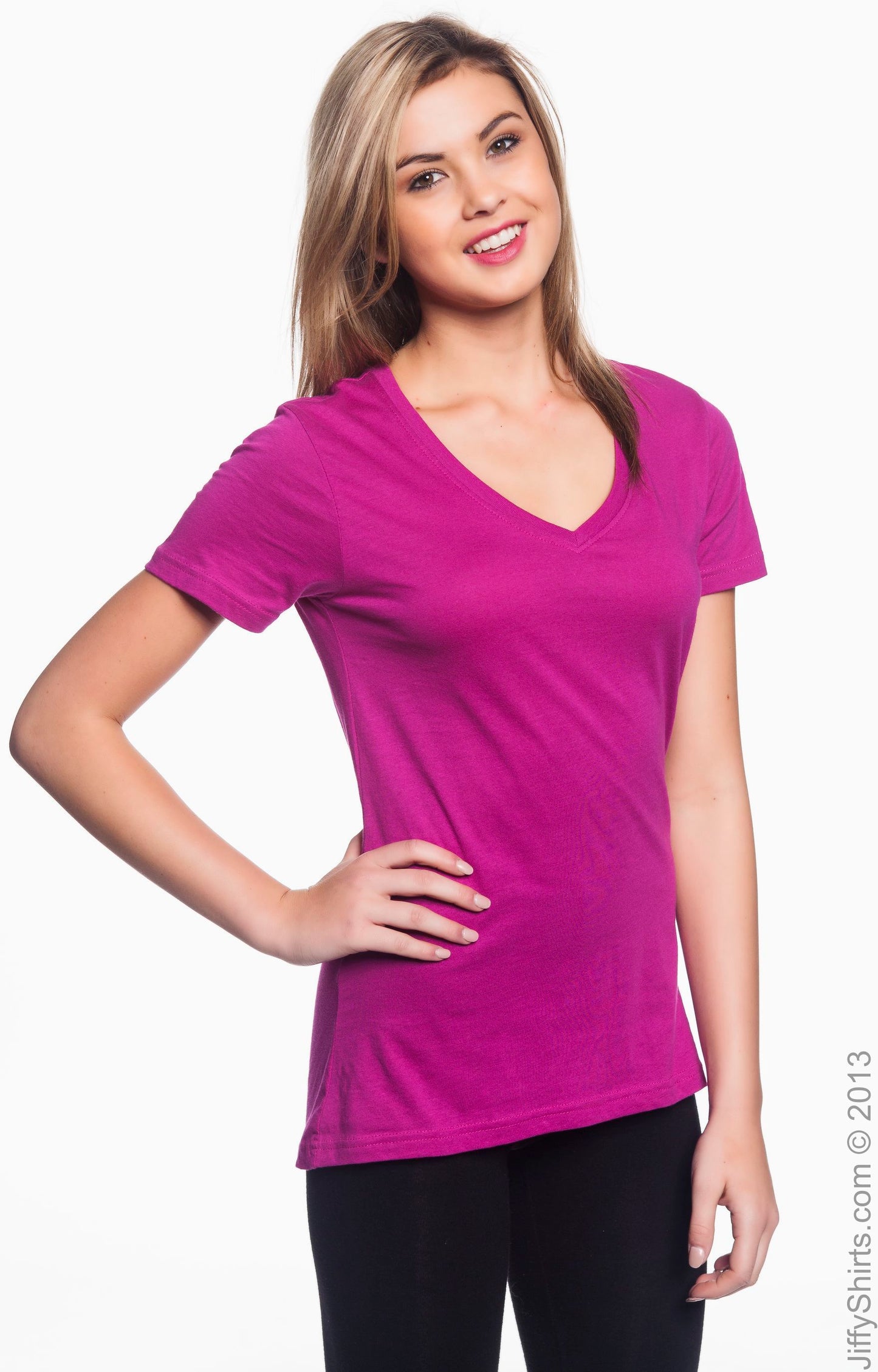 Women's Featherweight V-Neck T-Shirt - Raspberry