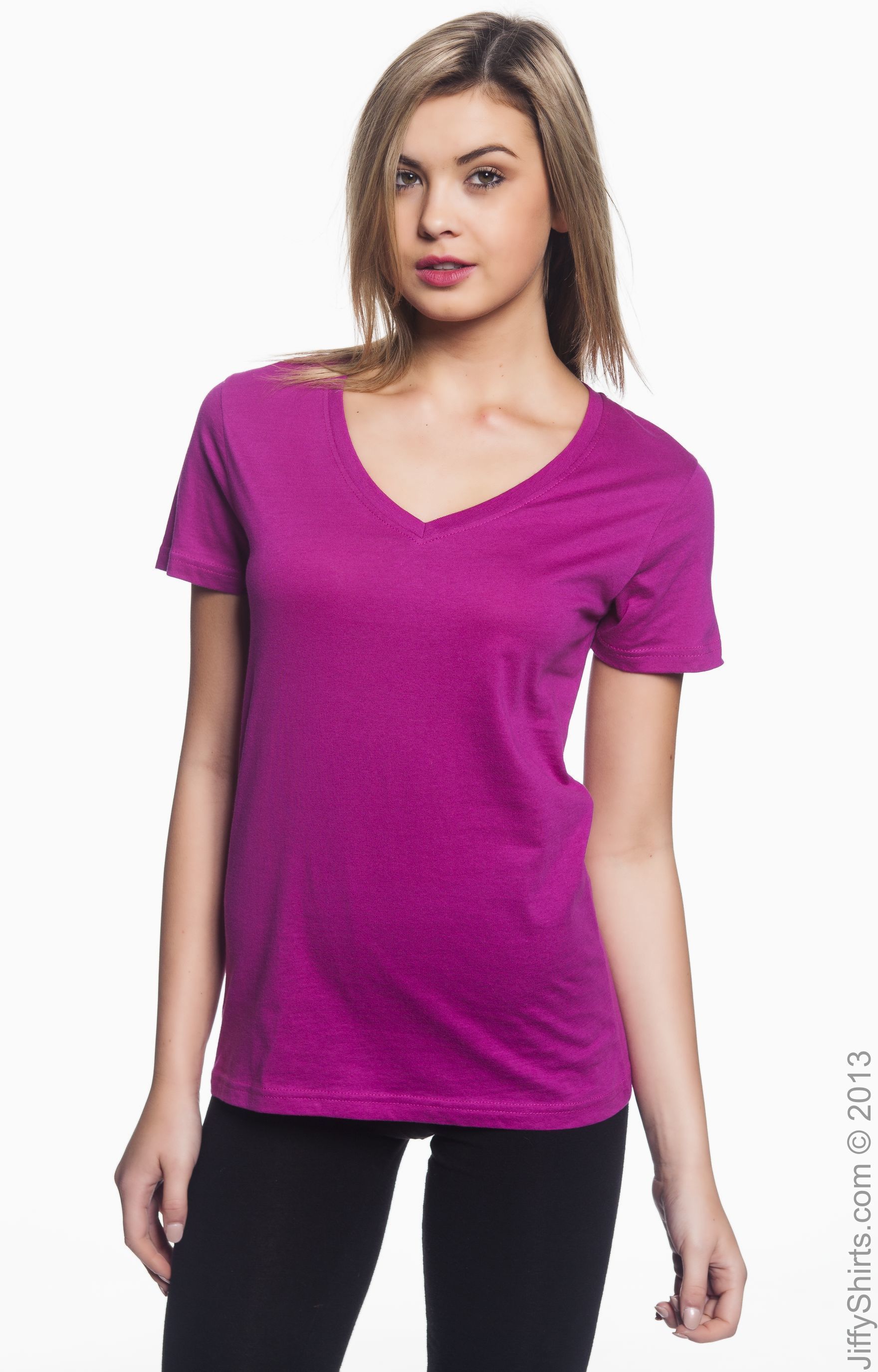 Women's Featherweight V-Neck T-Shirt - Raspberry