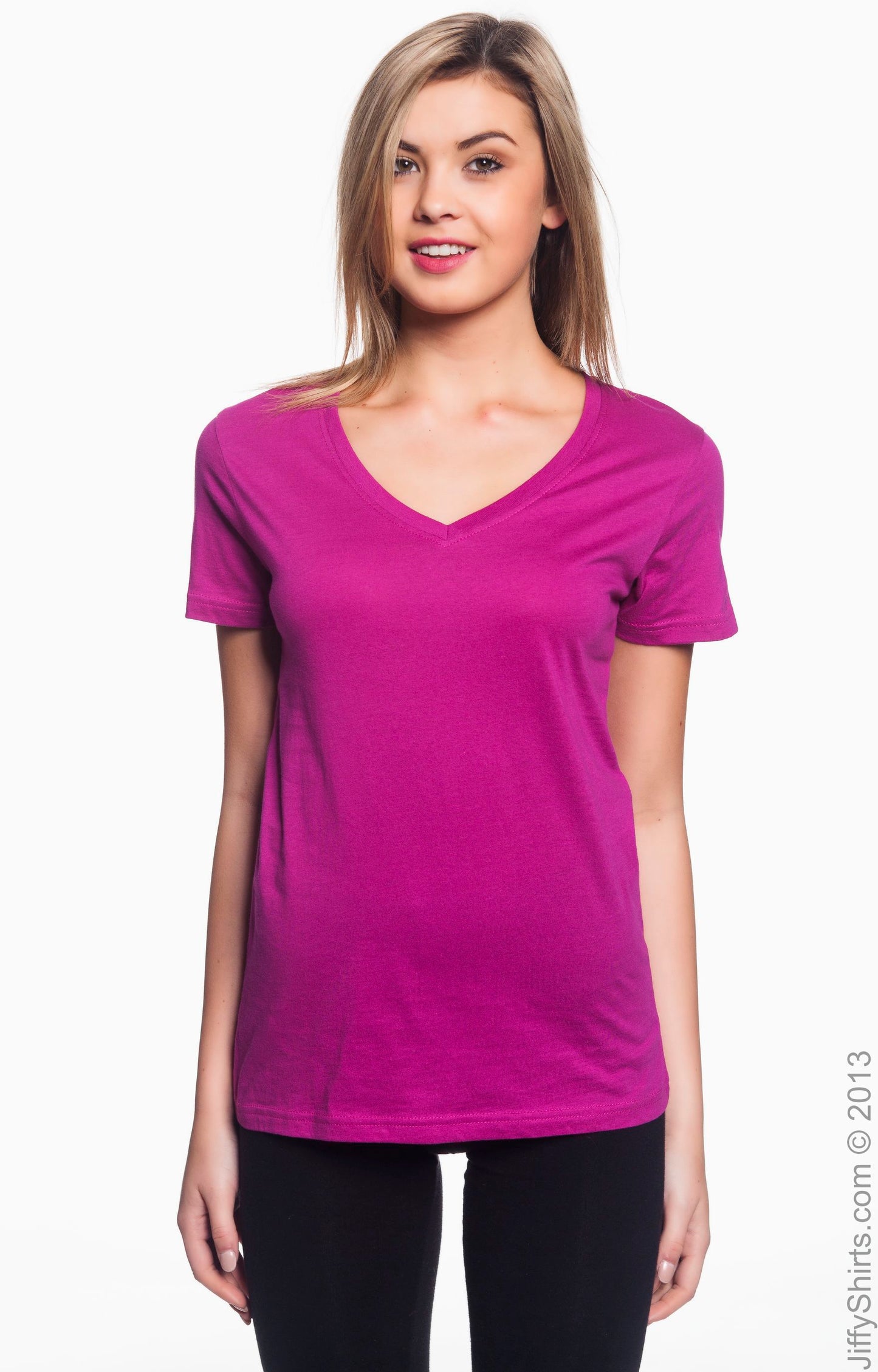 Women's Featherweight V-Neck T-Shirt - Raspberry