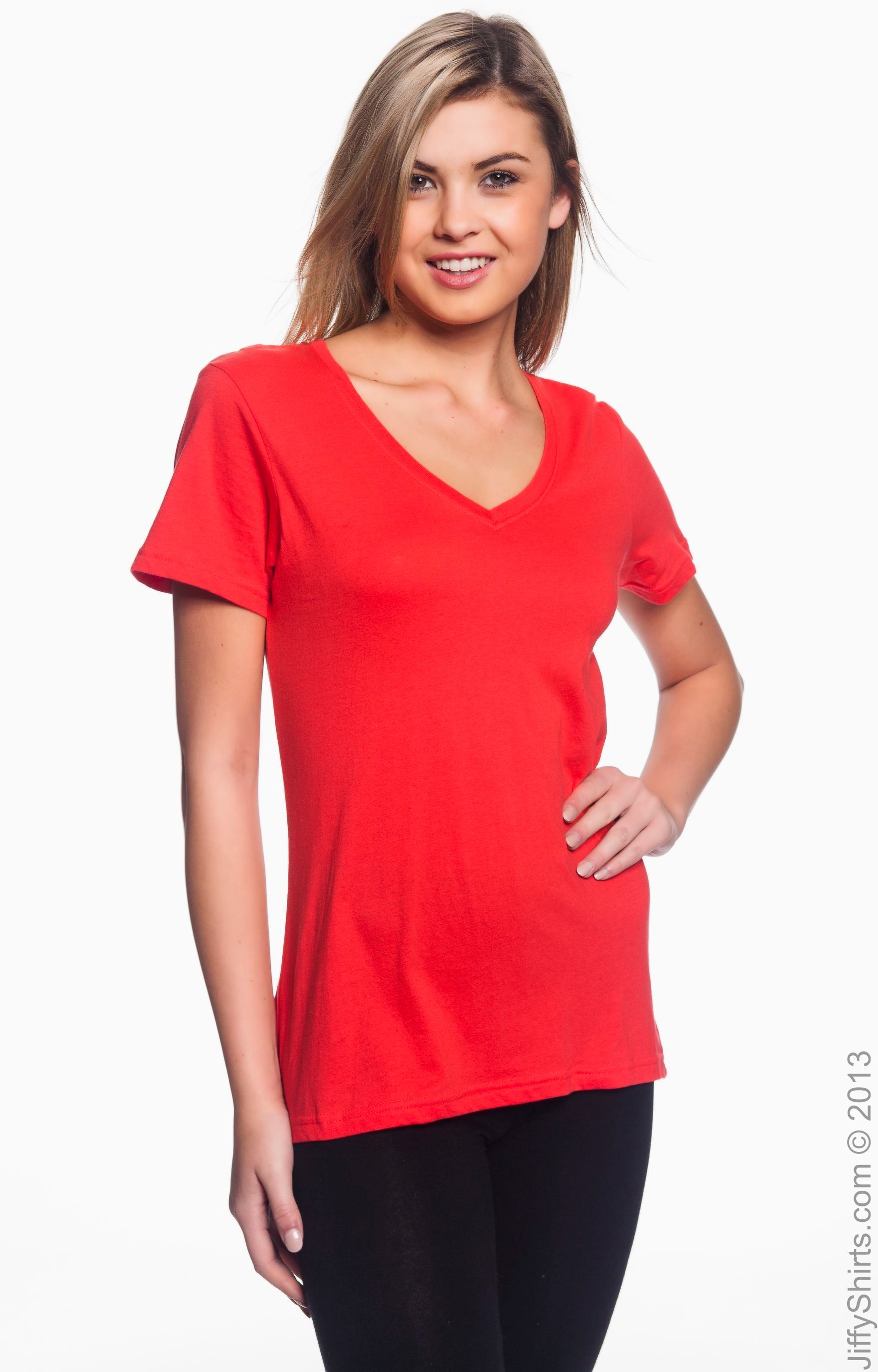 Women's Featherweight V-Neck T-Shirt - Coral