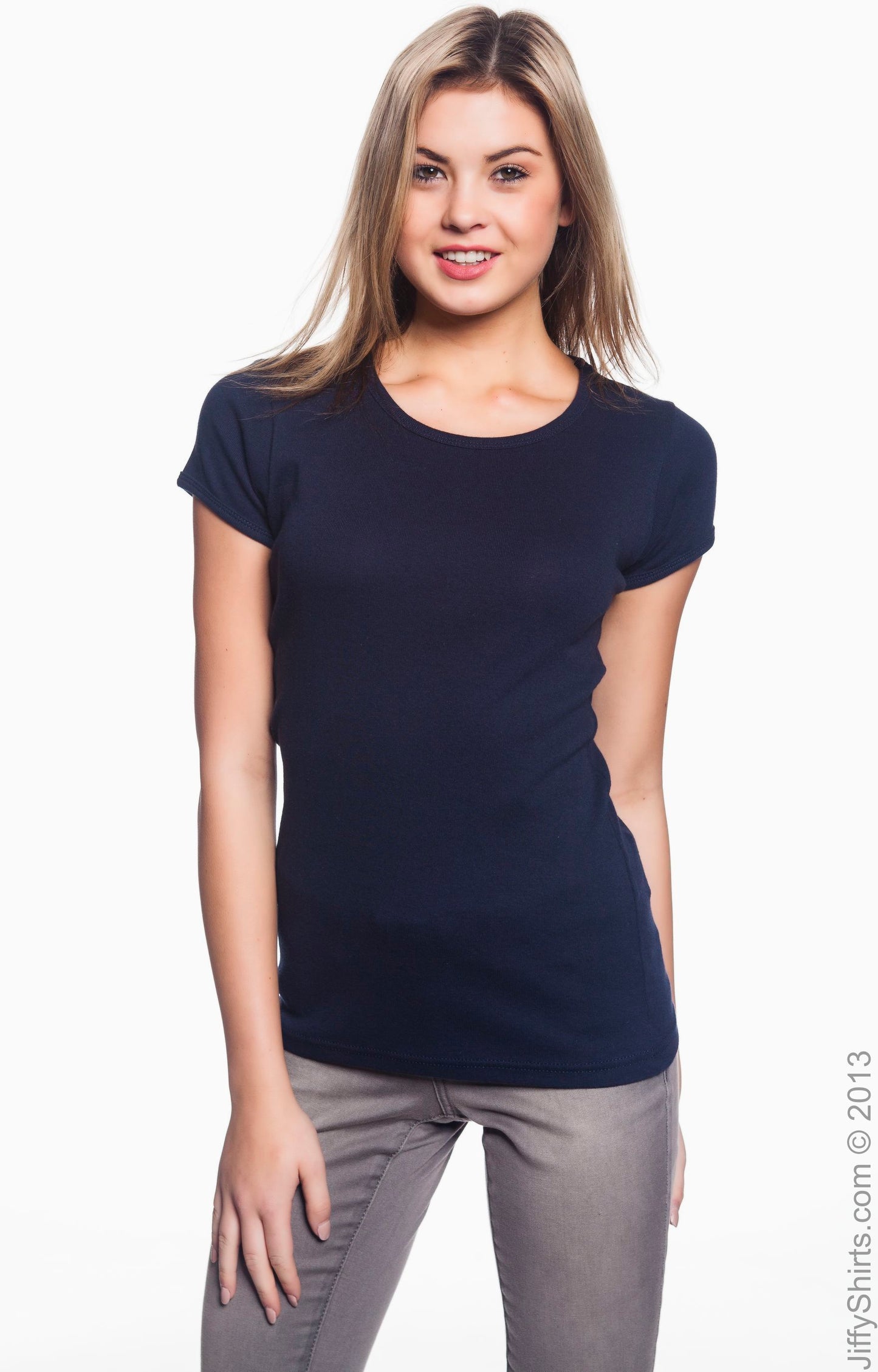 Women's 1x1 Baby Rib Scoop T-Shirt - Navy