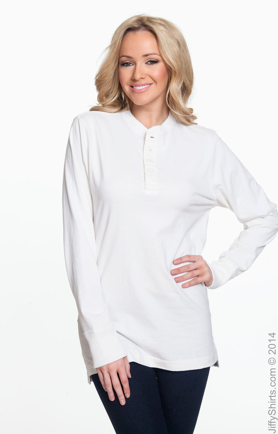 Vintage Brushed Jersey Henley - Antique White