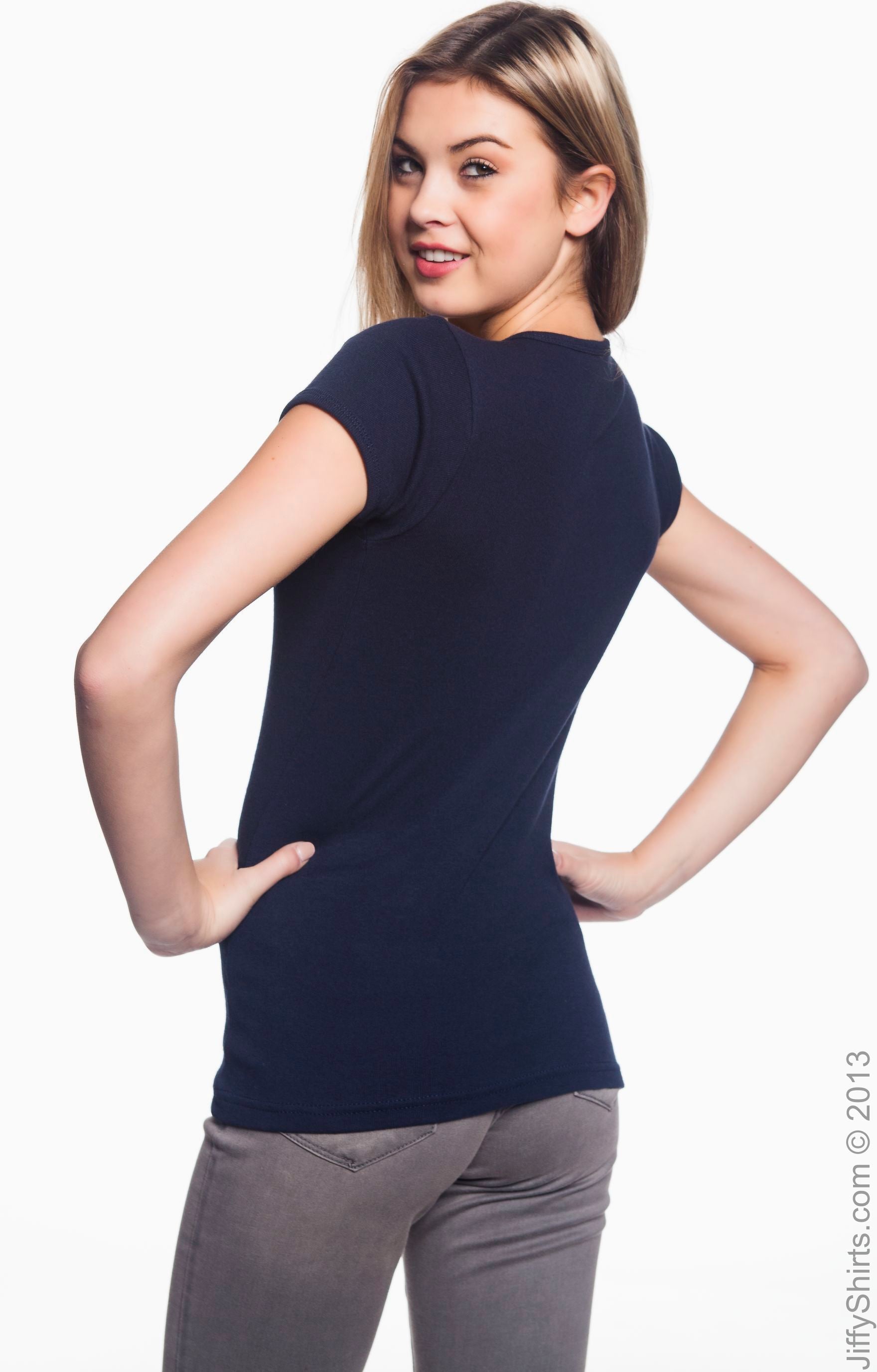 Women's 1x1 Baby Rib Scoop T-Shirt - Navy