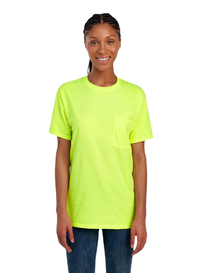 Unisex HD Cotton™ Pocket T-Shirt - Safety Green