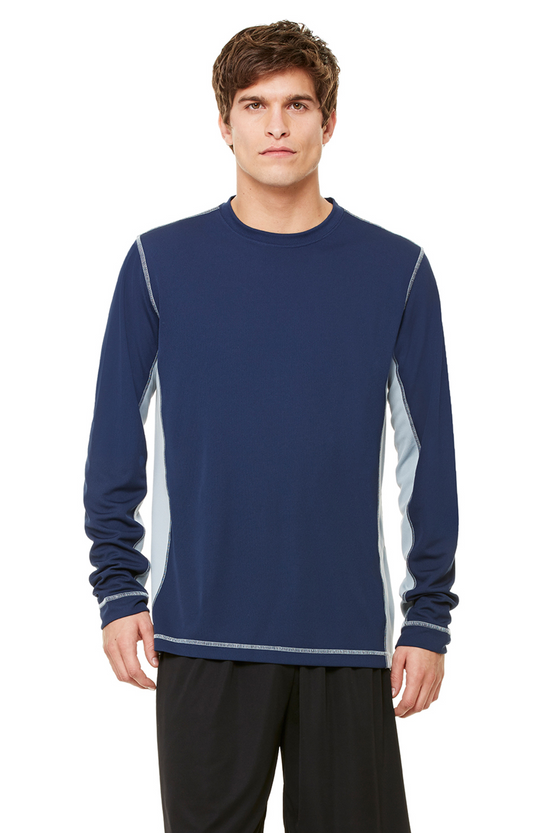 Long Sleeve Pieced Interlock T-Shirt - Navy / Slate