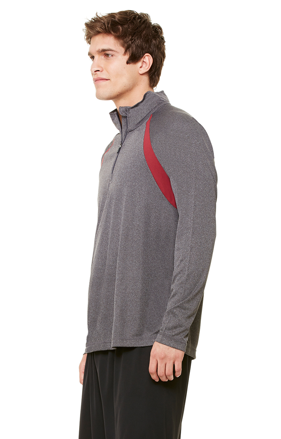 Quarter-Zip Lightweight Raglan Pullover - Dark Gray Heather / Sport Mr