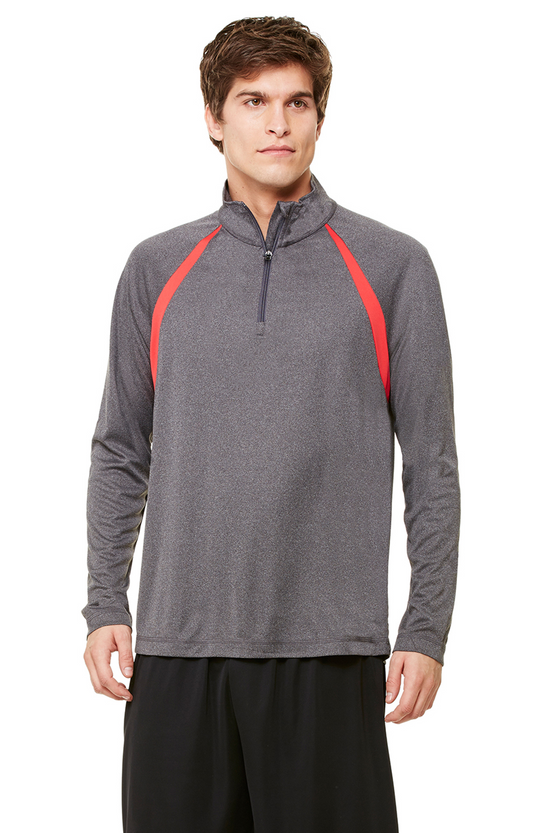 Quarter-Zip Lightweight Raglan Pullover - Dark Gray Heather / Sport Red