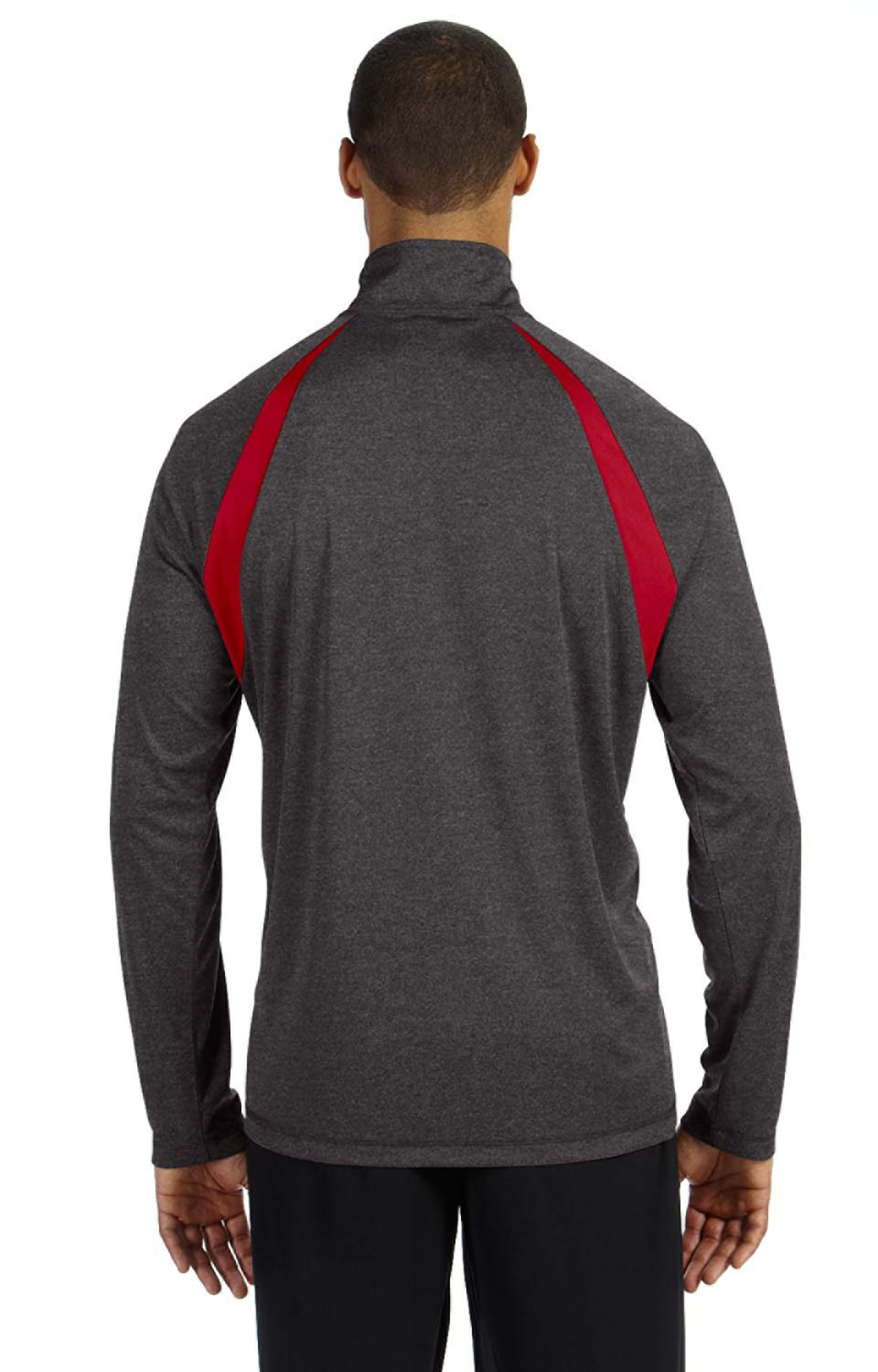 Quarter-Zip Lightweight Raglan Pullover - Dark Gray Heather / Sport Red