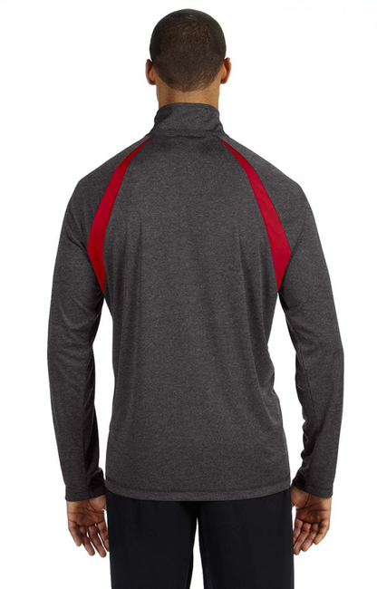 Quarter-Zip Lightweight Raglan Pullover - Dark Gray Heather / Sport Red