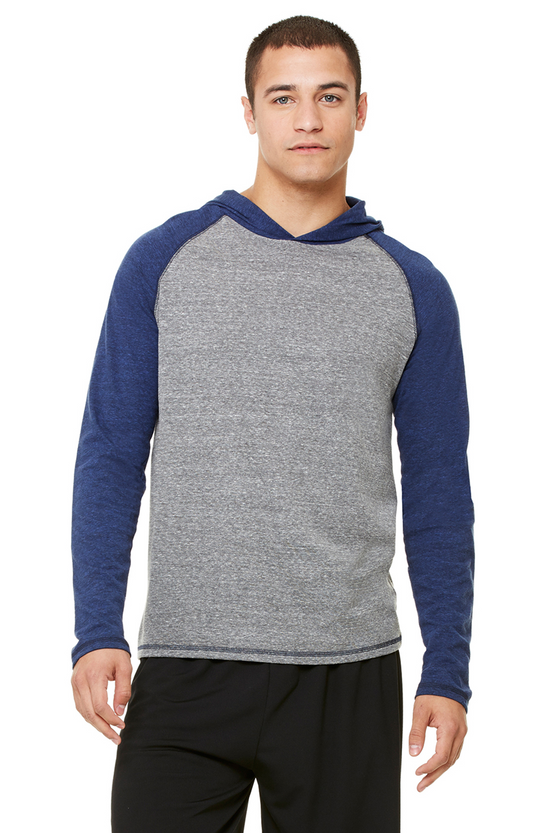 Triblend Jersey Hooded Pullover - Gray Heather / Navy Heather Triblend