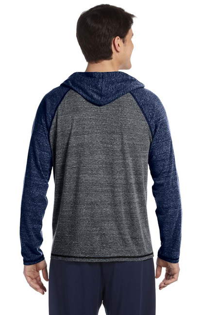 Triblend Jersey Hooded Pullover - Gray Heather / Navy Heather Triblend