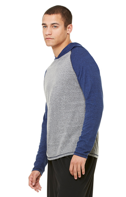 Triblend Jersey Hooded Pullover - Gray Heather / Navy Heather Triblend