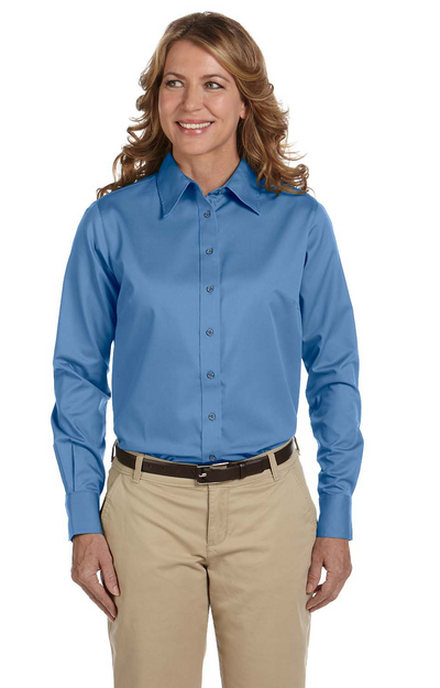 Women's Easy Blend™ Long-Sleeve Twill Shirt with Stain-Release - Nautical Blue
