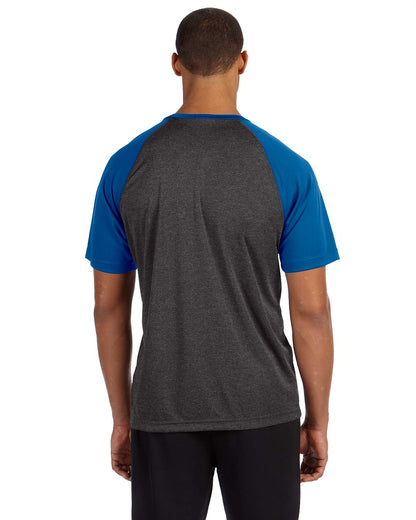Unisex Performance Short-Sleeve Raglan T-Shirt - Dark Gray Heather / Sport Royal