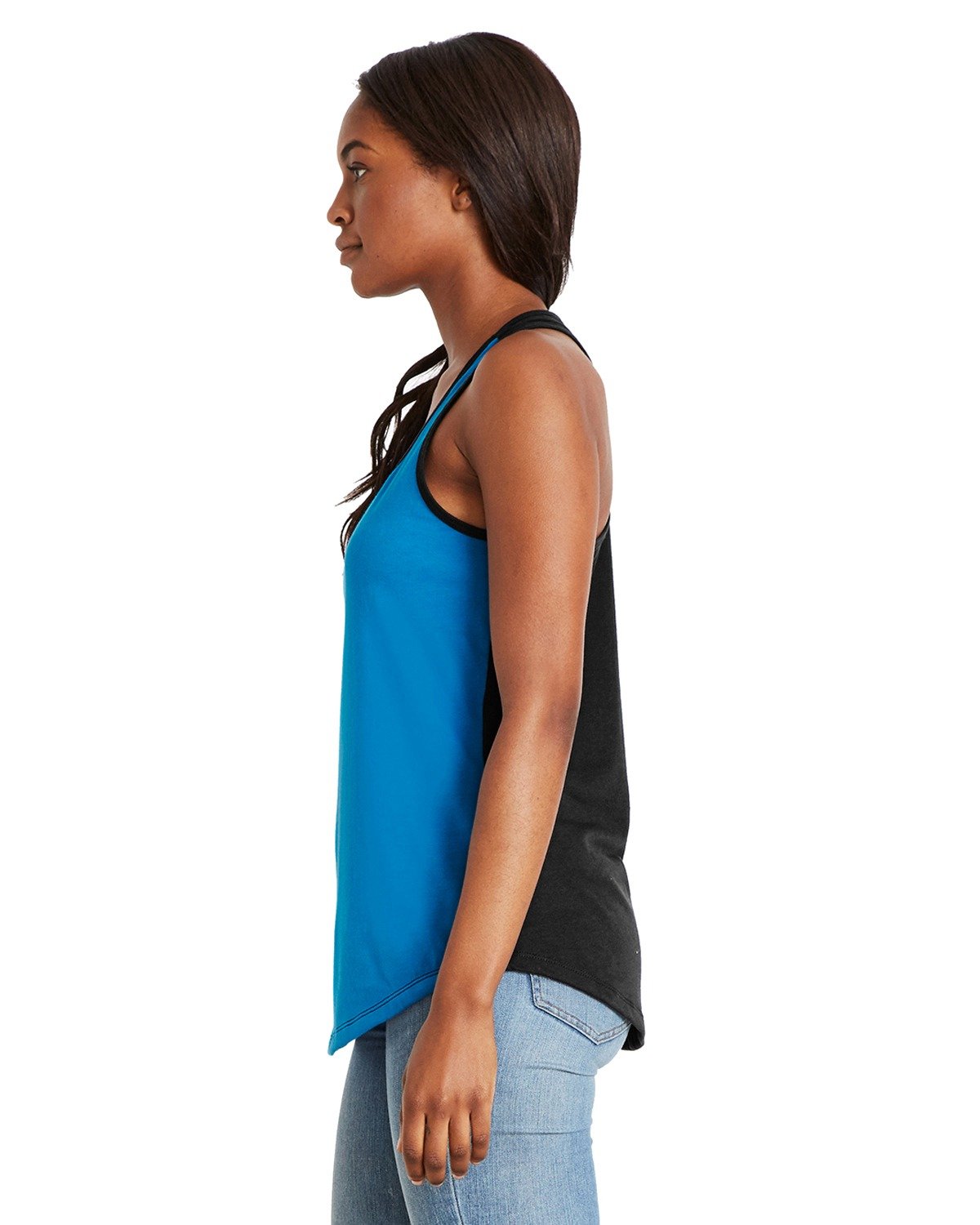 Women's Ideal Colorblock Racerback Tank - Turquoise / Black