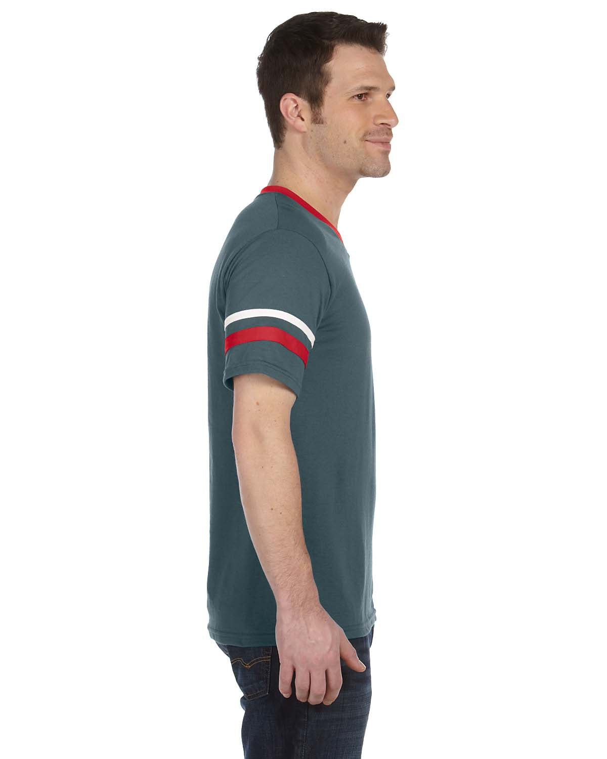 Unisex Sleeve Stripe Jersey - Graphite / Red / White