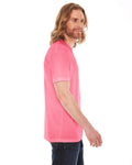 Unisex Poly-Cotton Short-Sleeve Crewneck - Neon Heather Pink
