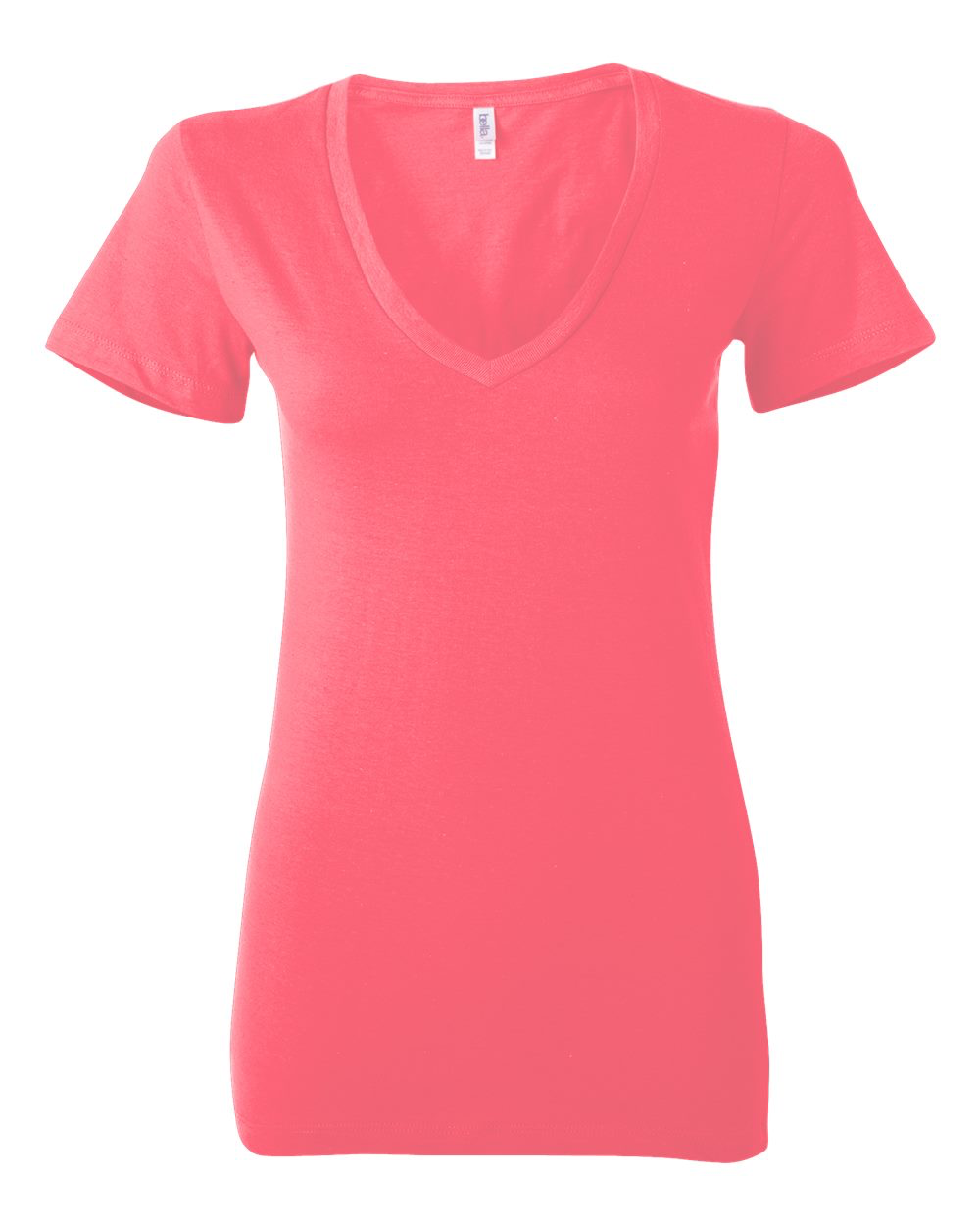 Ladies' Jersey Short-Sleeve Deep V-Neck T-Shirt - Neon Pink