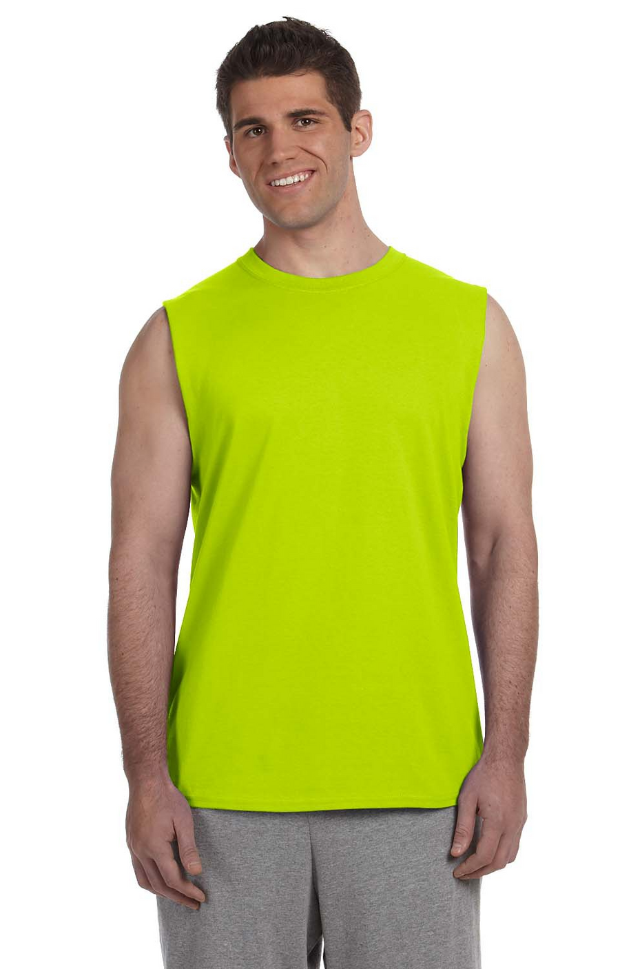 Unisex Ultra Cotton® Sleeveless T-Shirt - High Viz Safety Green