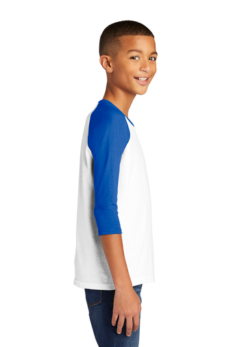 Youth Heavy Cotton��� 3/4-Raglan Sleeve T-Shirt - White / Royal