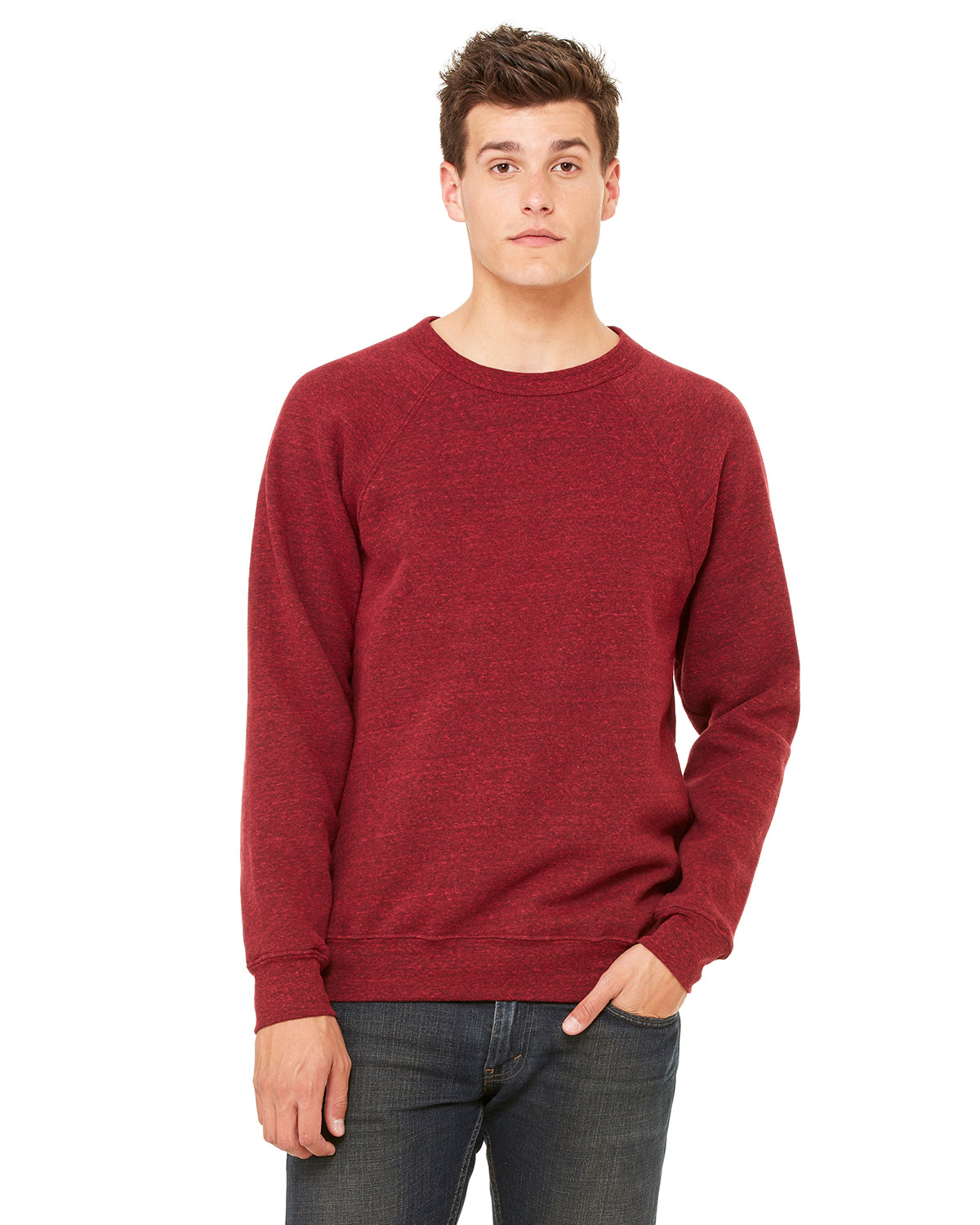 Unisex Sponge Fleece Raglan Sweatshirt - Cardinal Triblend