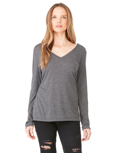 Women's Flowy Long-Sleeve V-Neck - Heather Dark Gray