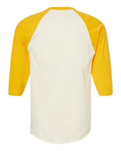 Unisex Fine Jersey Raglan Tee - Vintage White/ Mellow Yellow