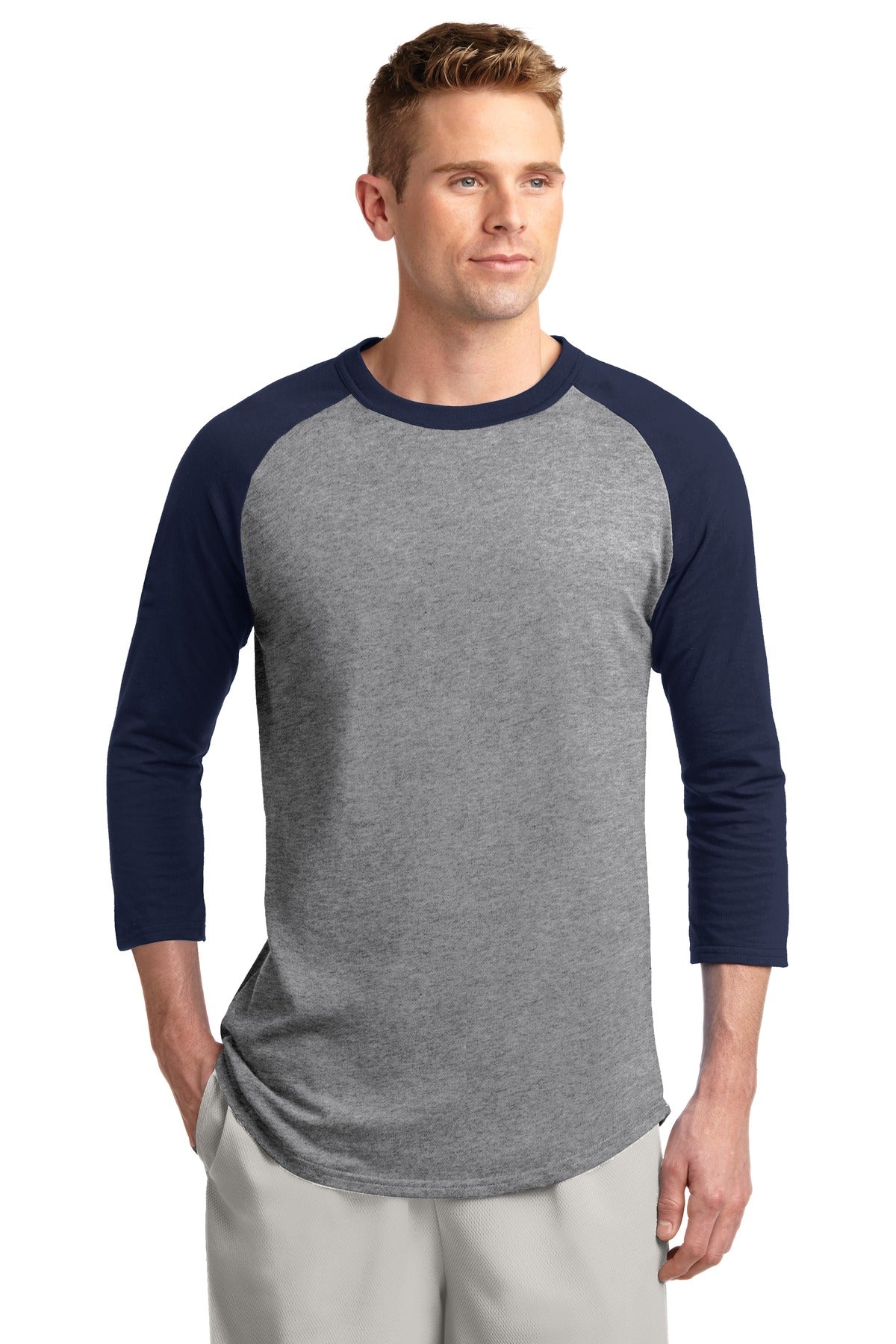 Unisex Colorblock Raglan Jersey - Heather / Gray / Navy