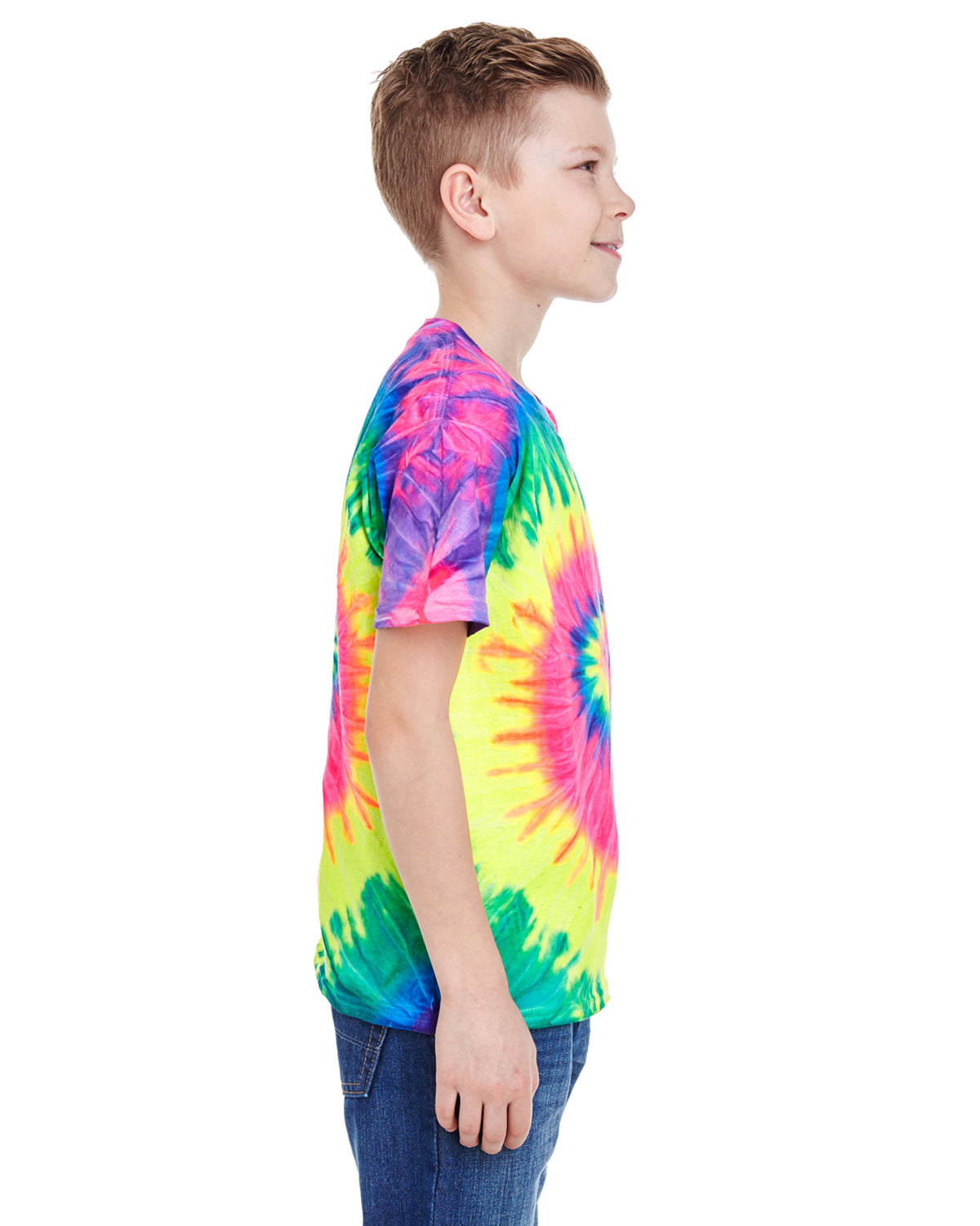 Youth 100% Cotton T-Shirt - Neon Rainbow