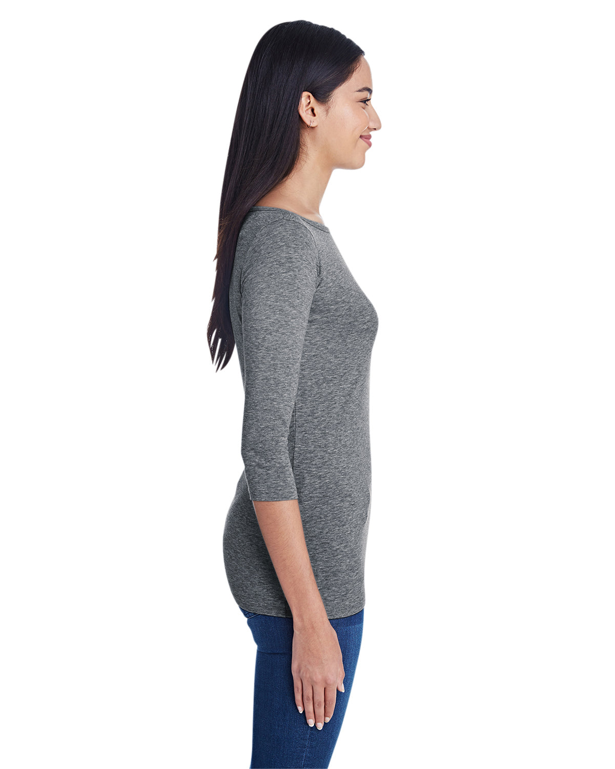 Women's Stretch 3/4 Sleeve T-Shirt - Heather Graphite