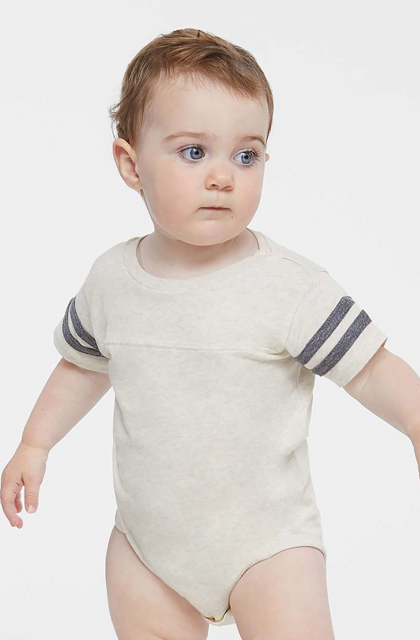 Infant Football Bodysuit - Natural Heather / Granite Heather