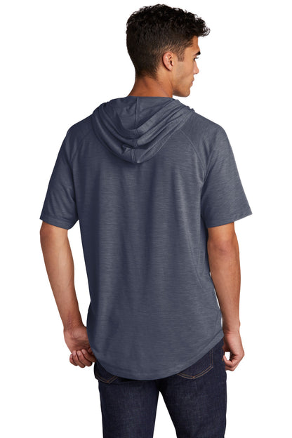 Unisex PosiCharge Tri-Blend Wicking Short Sleeve Hoodie - True Navy Heather