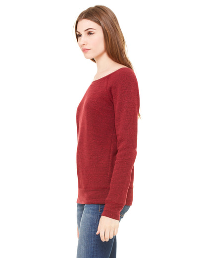 Women's Sponge Fleece Wide Neck Sweatshirt - Dark Red Triblend