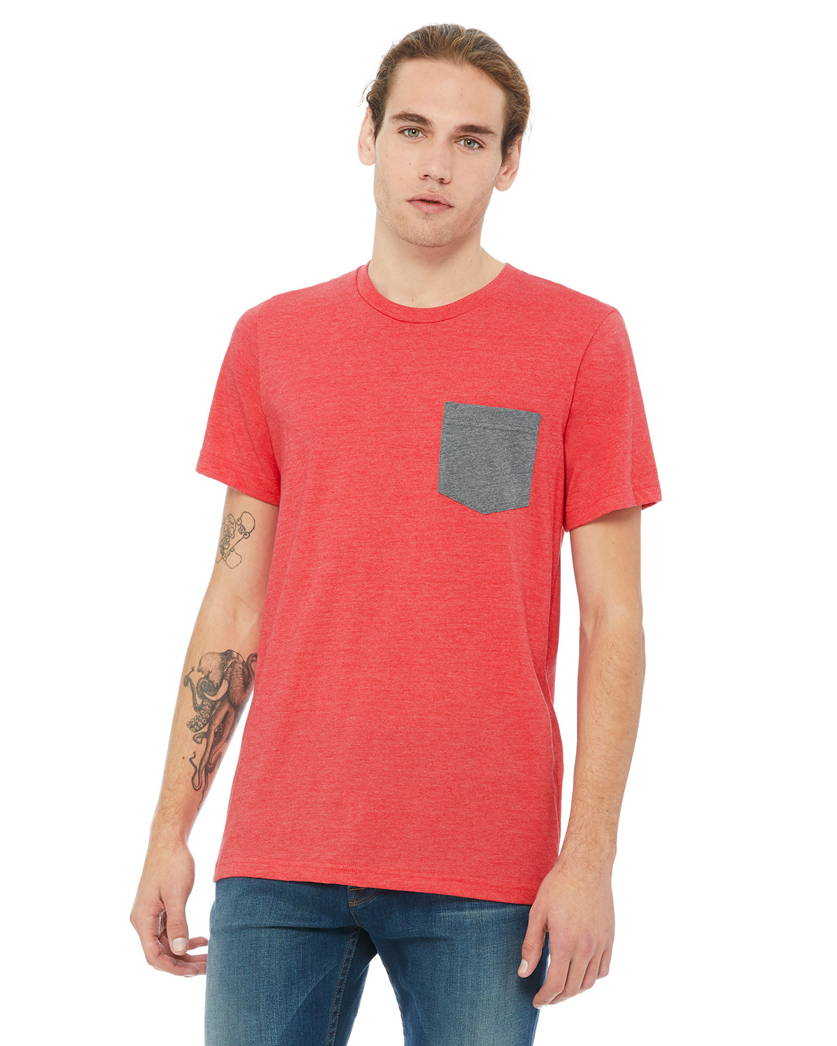 Men's Jersey Short-Sleeve Pocket T-Shirt - Heather Red / Heather Deep